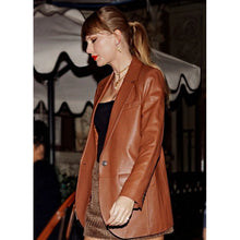 Taylor Swift Brown Leather Blazer