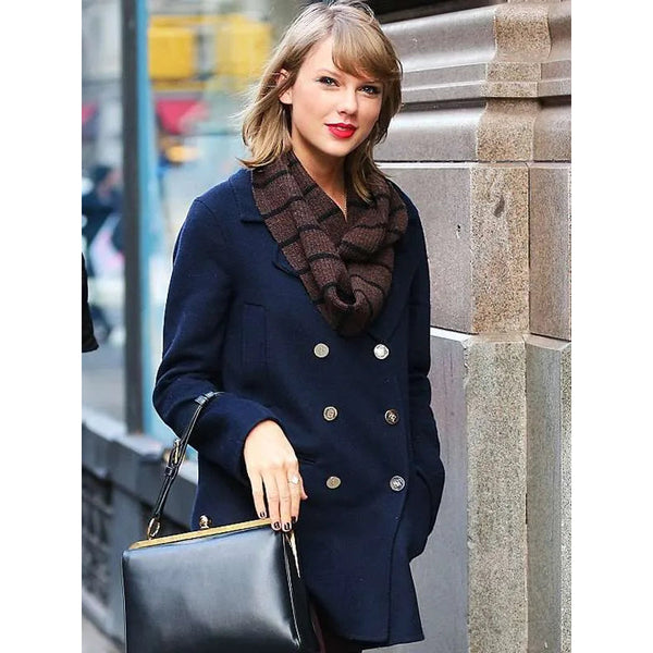 Taylor Swift Street Style Blue Coat