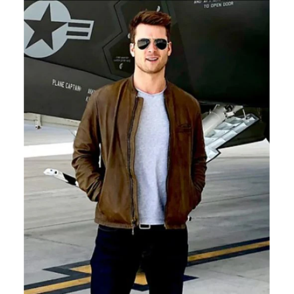 Top Gun Maverick Glen Powell Brown Jacket