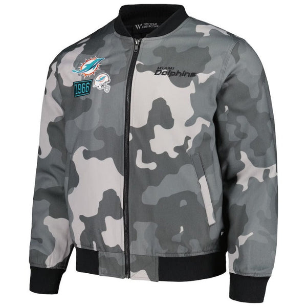 Miami Dolphins Grey And White Bomber Jacket