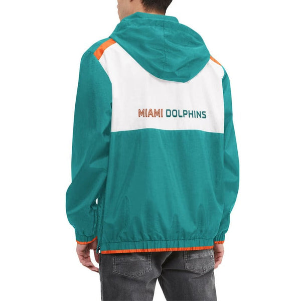 Miami Dolphins Aqua And White Half Zip Hoodie