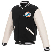 Miami Dolphins White & Black Bomber Jacket