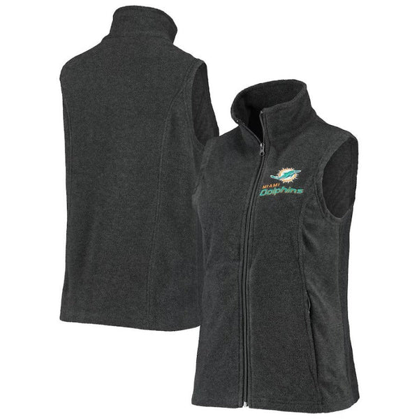 Miami Dolphins Olive Logo Black Fleece Vest