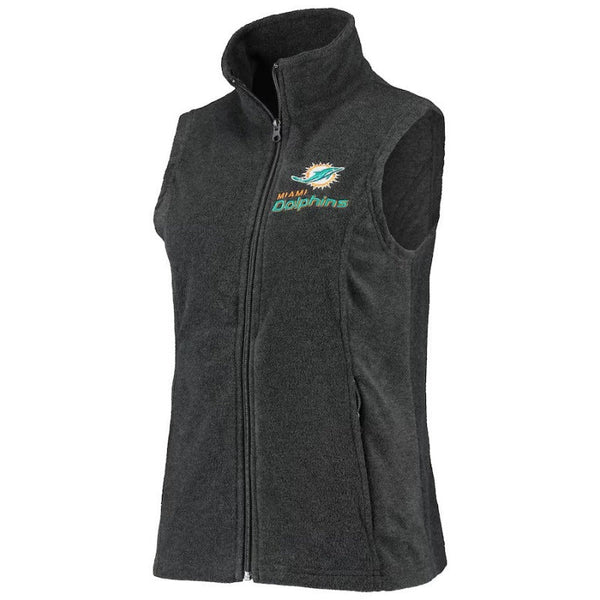 Miami Dolphins Olive Logo Black Fleece Vest