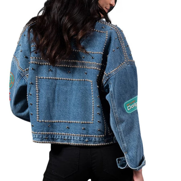 Nfl Miami Dolphins Blue Denim Jacket