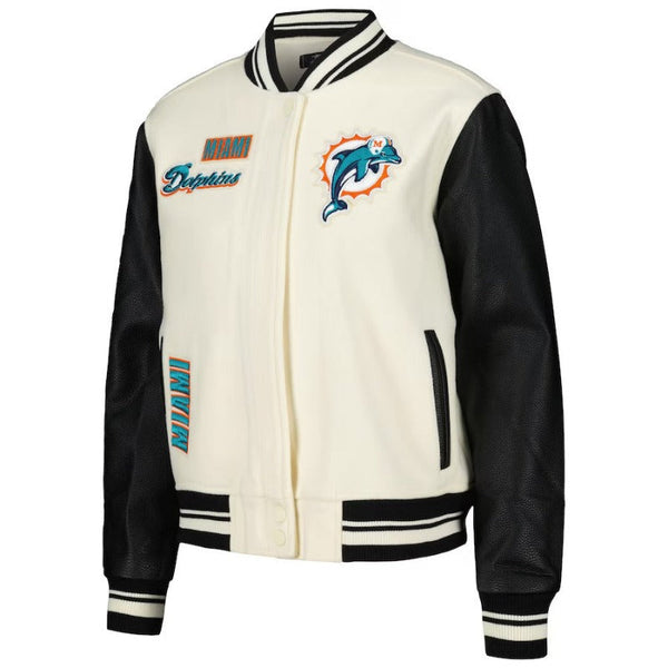 Miami Dolphins White Bomber Vintage Jacket