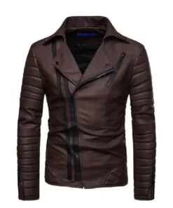 Sheep Skin Brown Biker Jacket