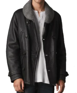 Mens Shearling Black Pea Coat
