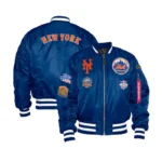 New York Mets Bomber Blue Patches Jacket