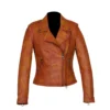 Rust Brown Biker Genuine Leather Jacket for Women