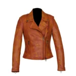 Rust Brown Biker Genuine Leather Jacket for Women