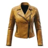 Brown Leather Biker Jacket